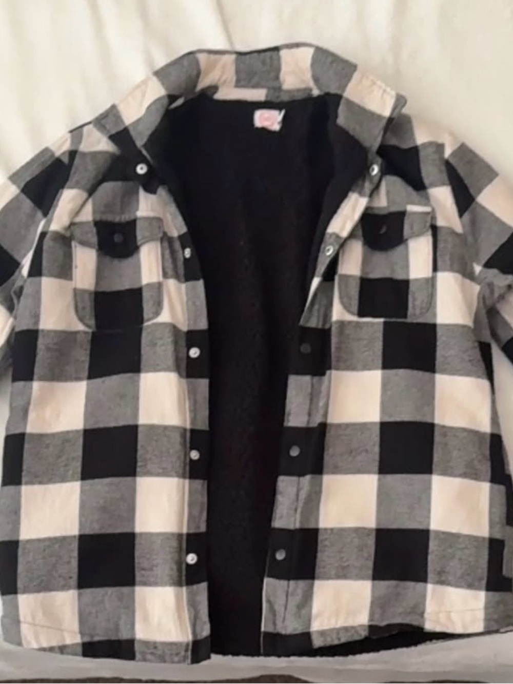 wonder nation Black & White Buffalo Plaid Button-Front Shirt Jacket